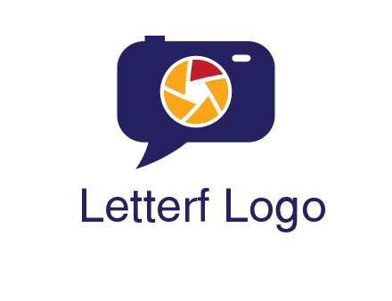 camera as speech bubble with shutter photography logo