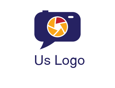 camera as speech bubble with shutter photography logo