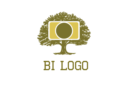 rectangle camera and tree photography logo