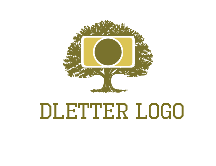 rectangle camera and tree photography logo