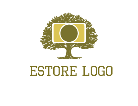 rectangle camera and tree photography logo