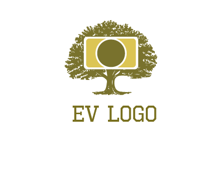 rectangle camera and tree photography logo