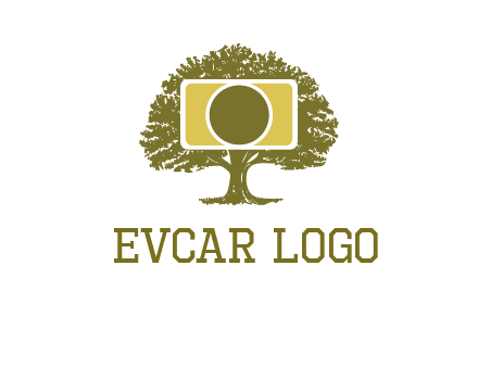 rectangle camera and tree photography logo