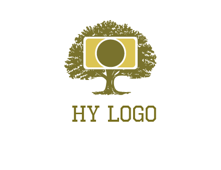 rectangle camera and tree photography logo