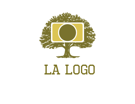 rectangle camera and tree photography logo