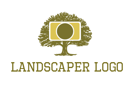 rectangle camera and tree photography logo