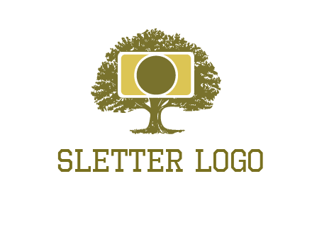 rectangle camera and tree photography logo