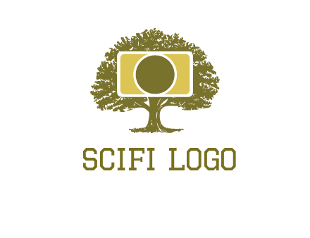 rectangle camera and tree photography logo