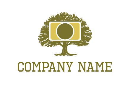 rectangle camera and tree photography logo