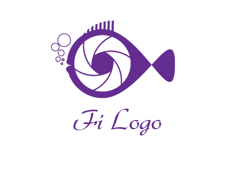 shutter in fish blowing bubbles photography logo