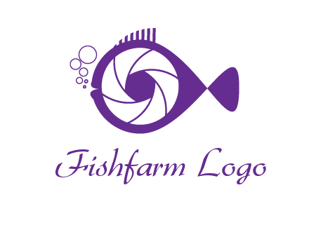 shutter in fish blowing bubbles photography logo