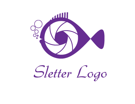 shutter in fish blowing bubbles photography logo