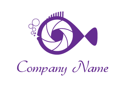 shutter in fish blowing bubbles photography logo