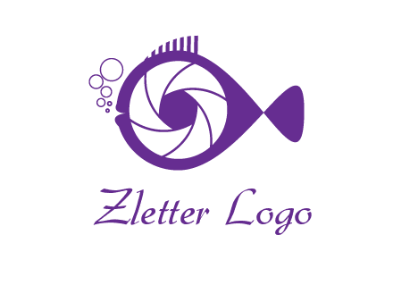 shutter in fish blowing bubbles photography logo