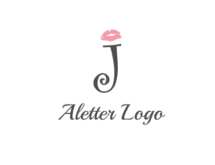 letter J with lips print logo