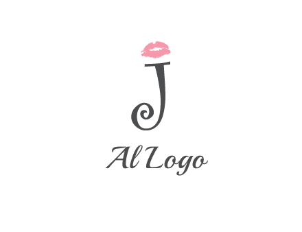 letter J with lips print logo