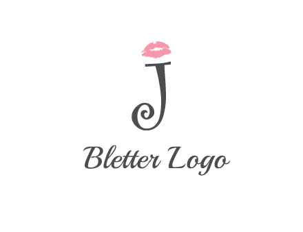 letter J with lips print logo