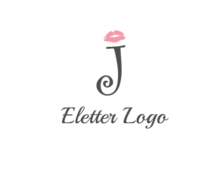 letter J with lips print logo