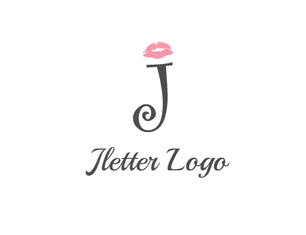 letter J with lips print logo