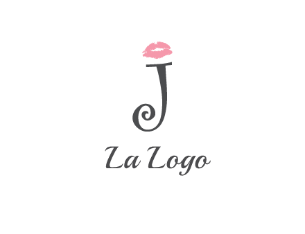 letter J with lips print logo