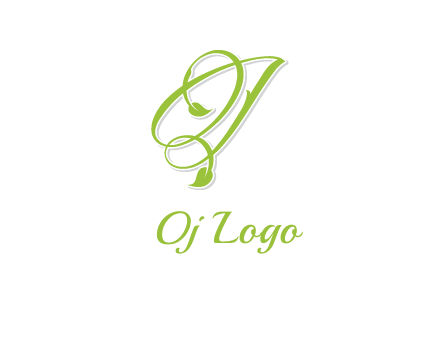 elegant letter OJ incorporated with leaf logo