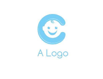 baby face inside letter C logo