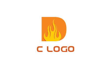 flames inside letter D logo