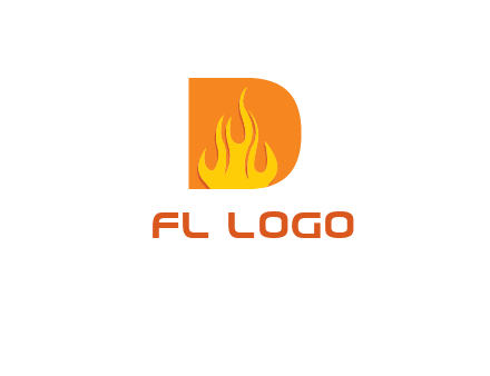 flames inside letter D logo