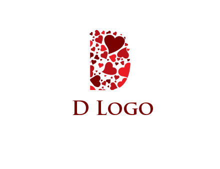 letter D made of hearts logo