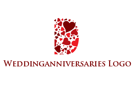 letter D made of hearts logo