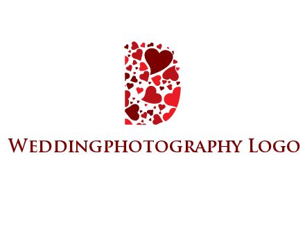 letter D made of hearts logo