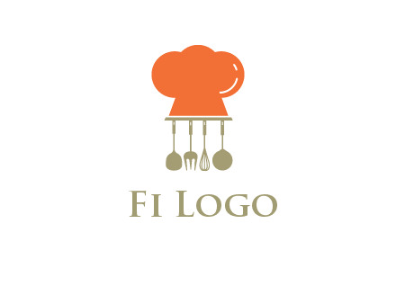 kitchen tools under chef cap logo