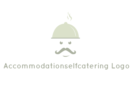 chef with dish and mustache logo