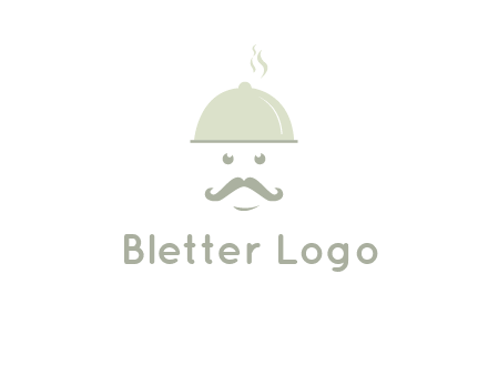 chef with dish and mustache logo