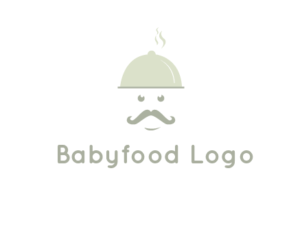 chef with dish and mustache logo