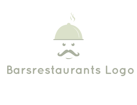 chef with dish and mustache logo