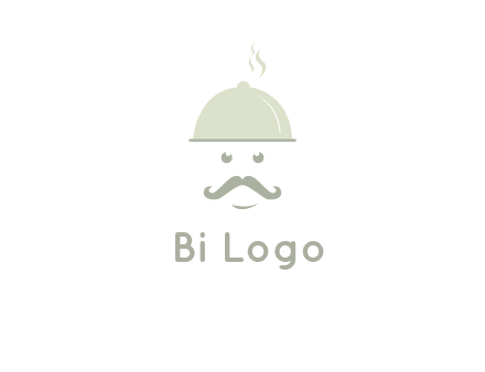 chef with dish and mustache logo