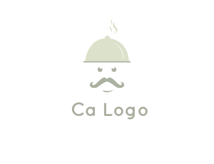 chef with dish and mustache logo