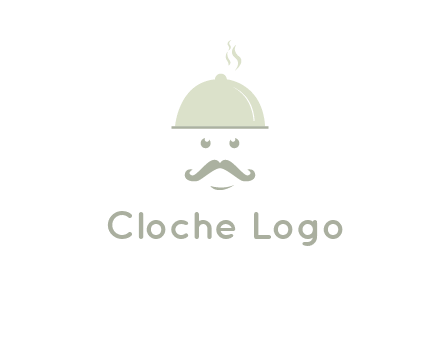 chef with dish and mustache logo