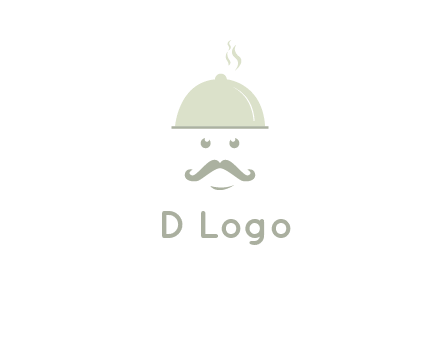 chef with dish and mustache logo