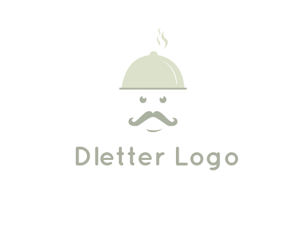 chef with dish and mustache logo