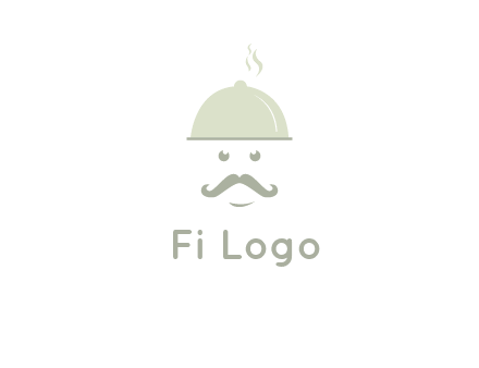 chef with dish and mustache logo