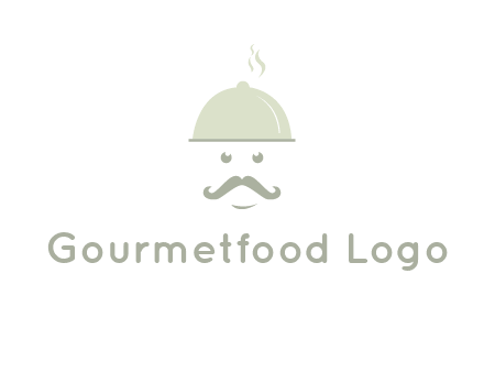 chef with dish and mustache logo