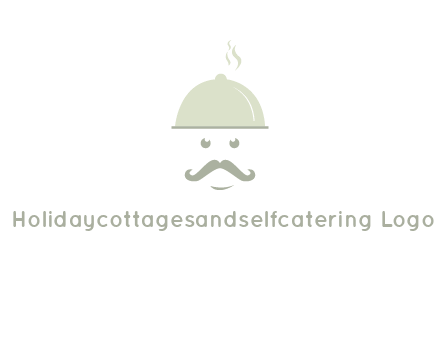 chef with dish and mustache logo