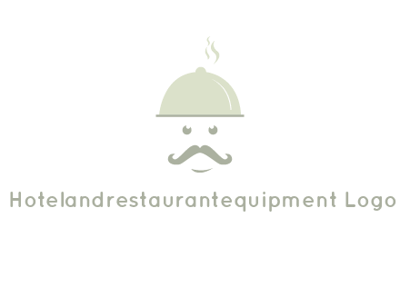 chef with dish and mustache logo