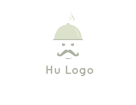 chef with dish and mustache logo