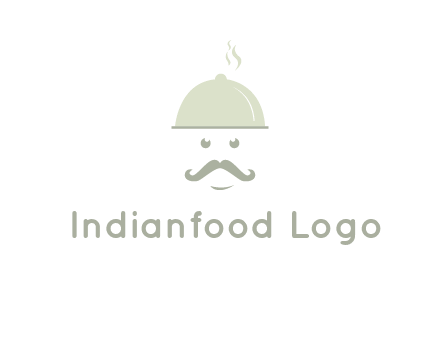 chef with dish and mustache logo