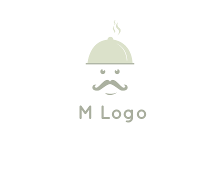 chef with dish and mustache logo