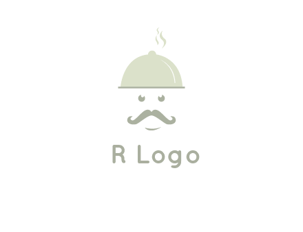 chef with dish and mustache logo