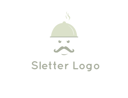 chef with dish and mustache logo